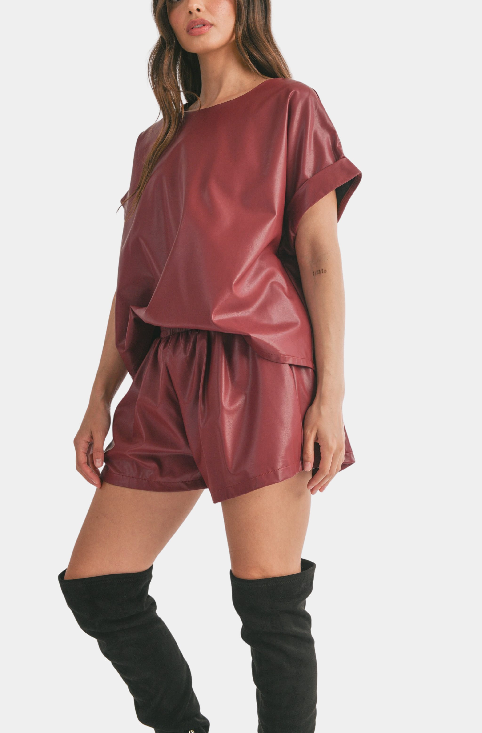 Vegan leather Marianne Top, perfect for fall transitions