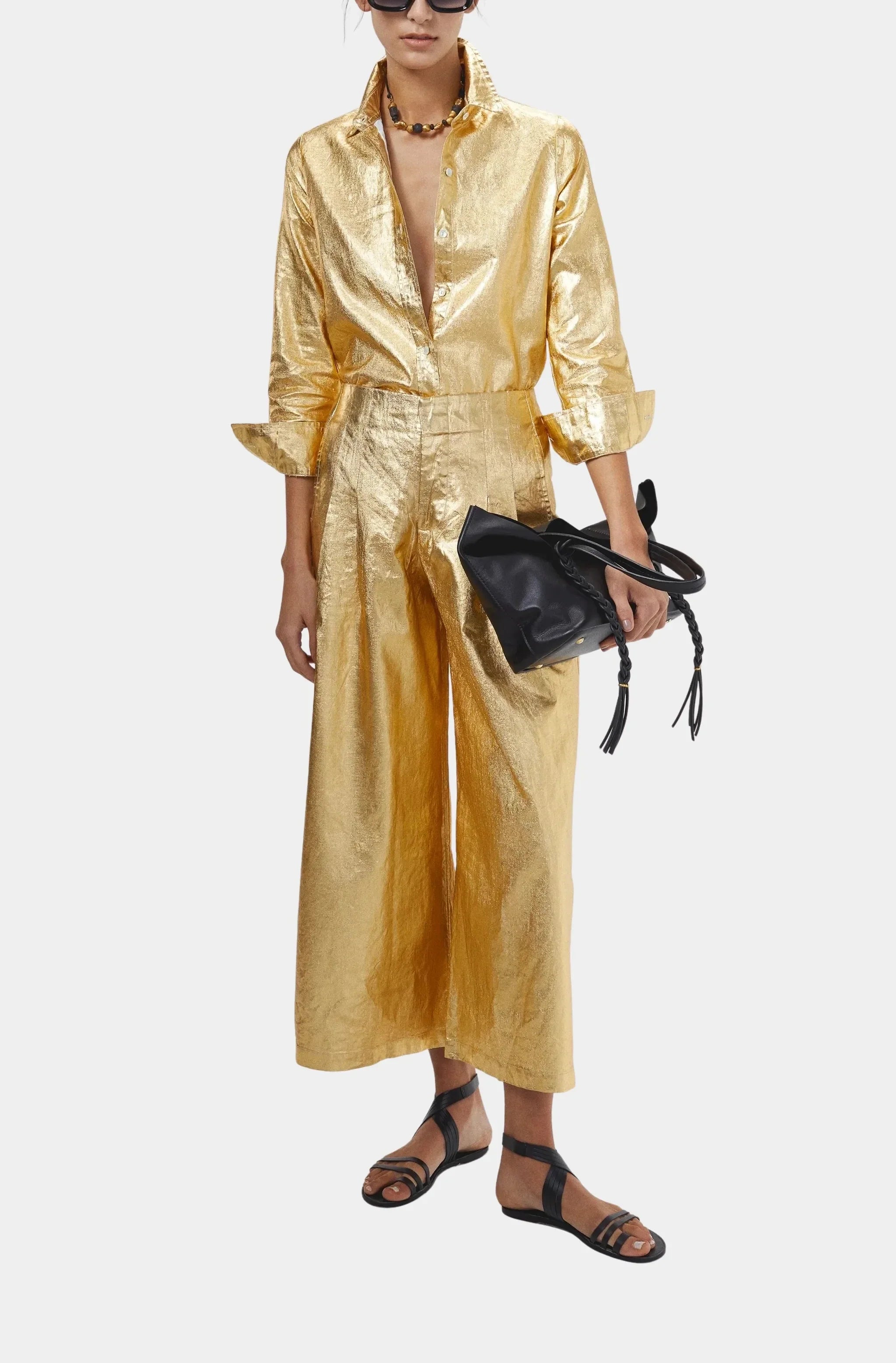 Culotte Metallic Linen Pant