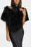 Elegant black Lottie Wrap with feather detail