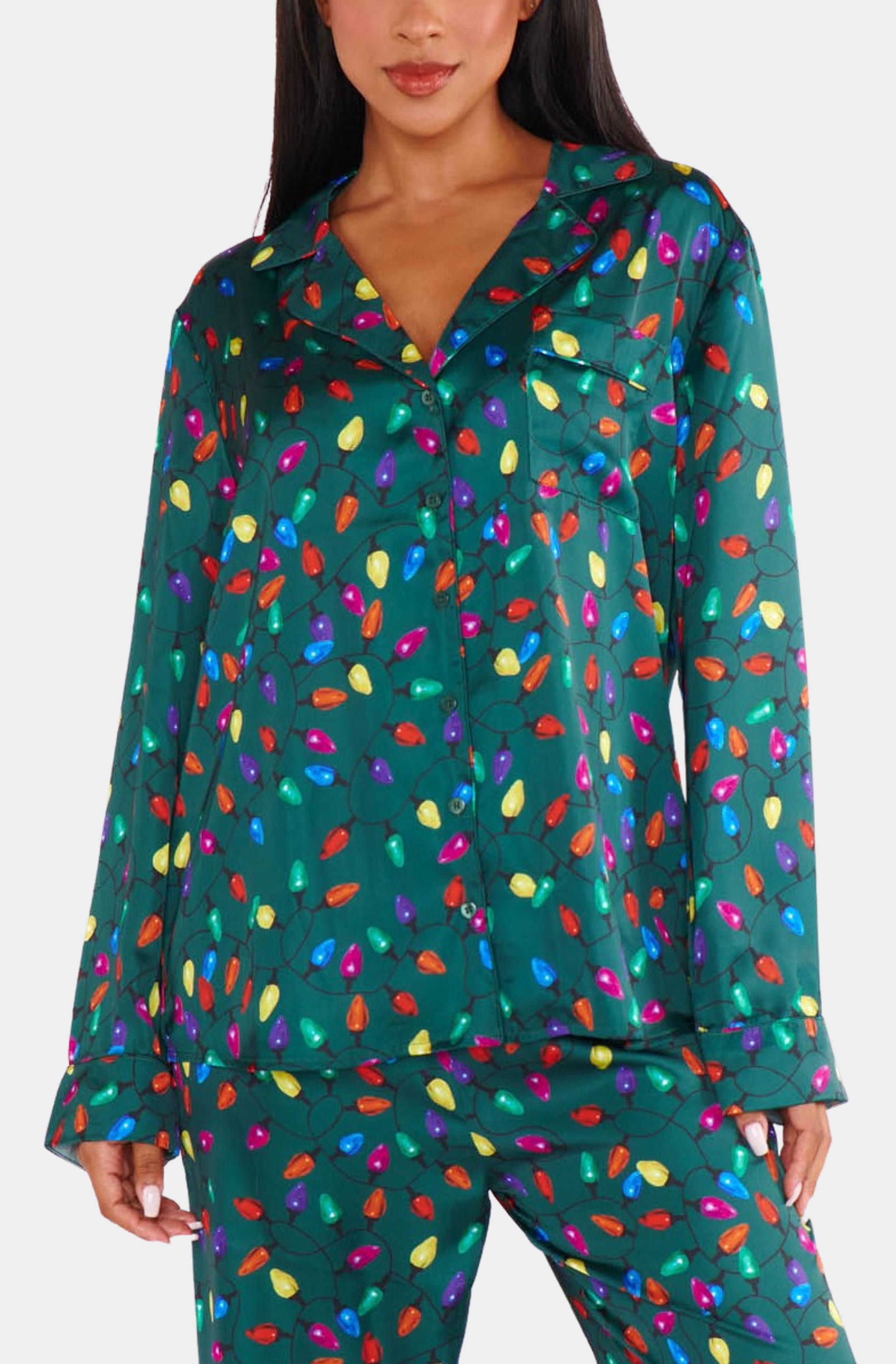 Classic PJ Set top, close-up of colorful pattern