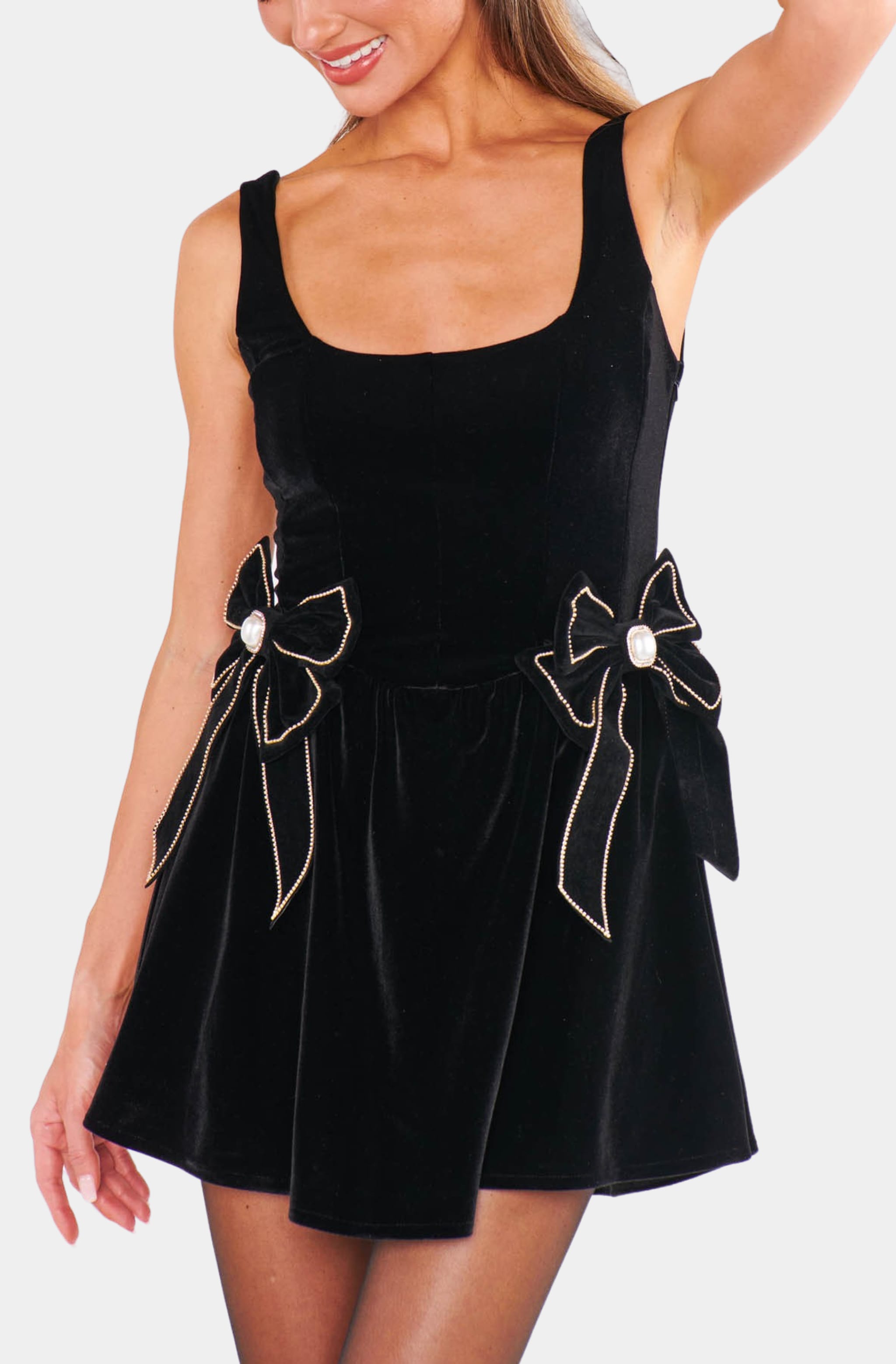 Close-up of Ricci Skort Dress with decorative bows