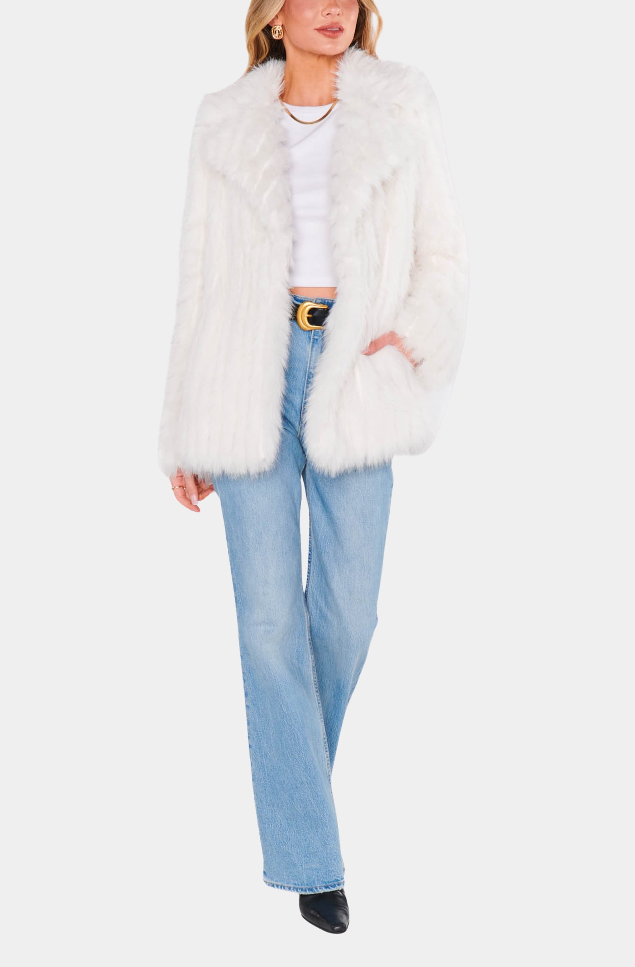 Salt Lake Fur Coat styled with casual outfit