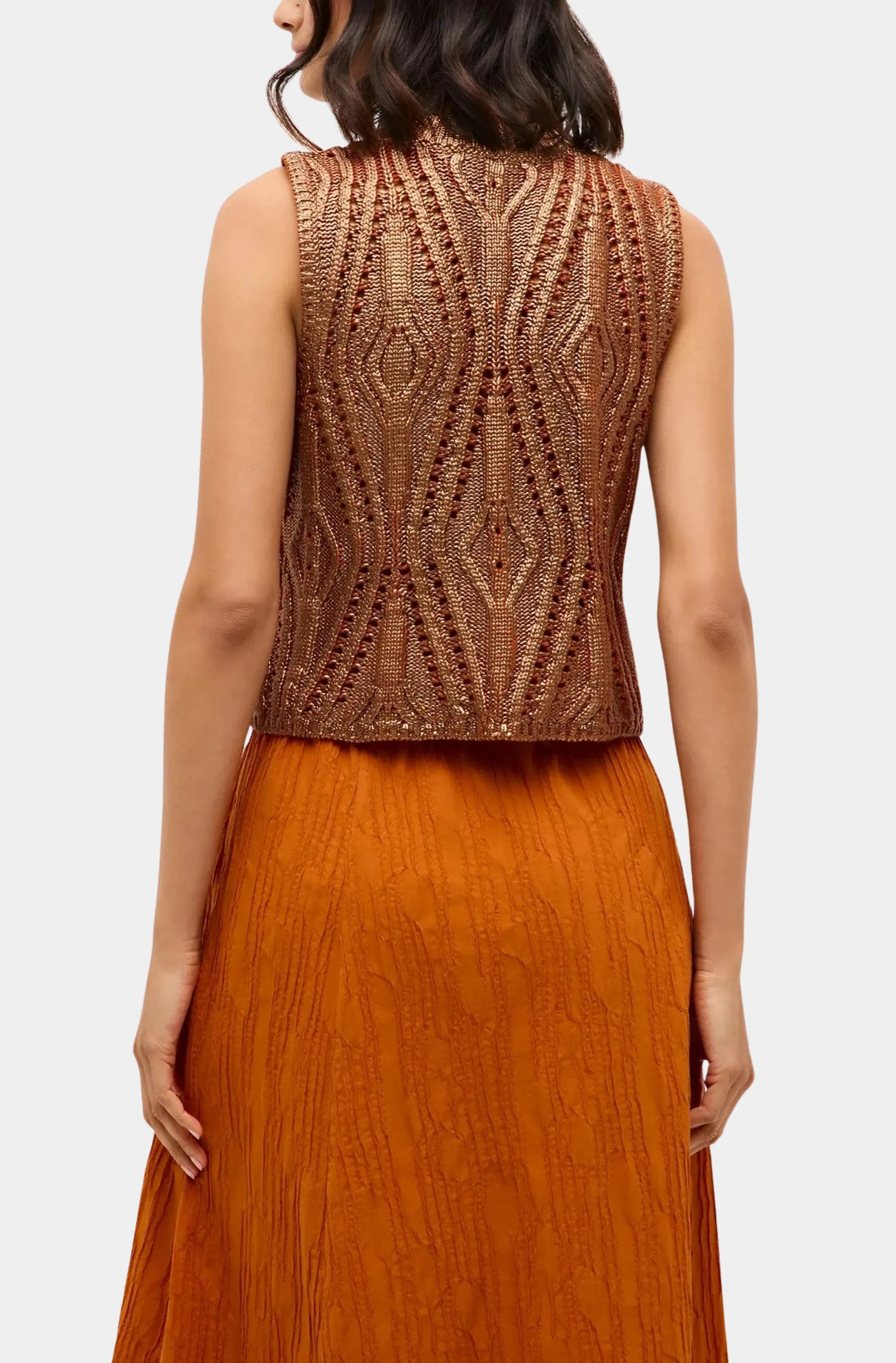 McGuire Top - back view of foiled knit shell design