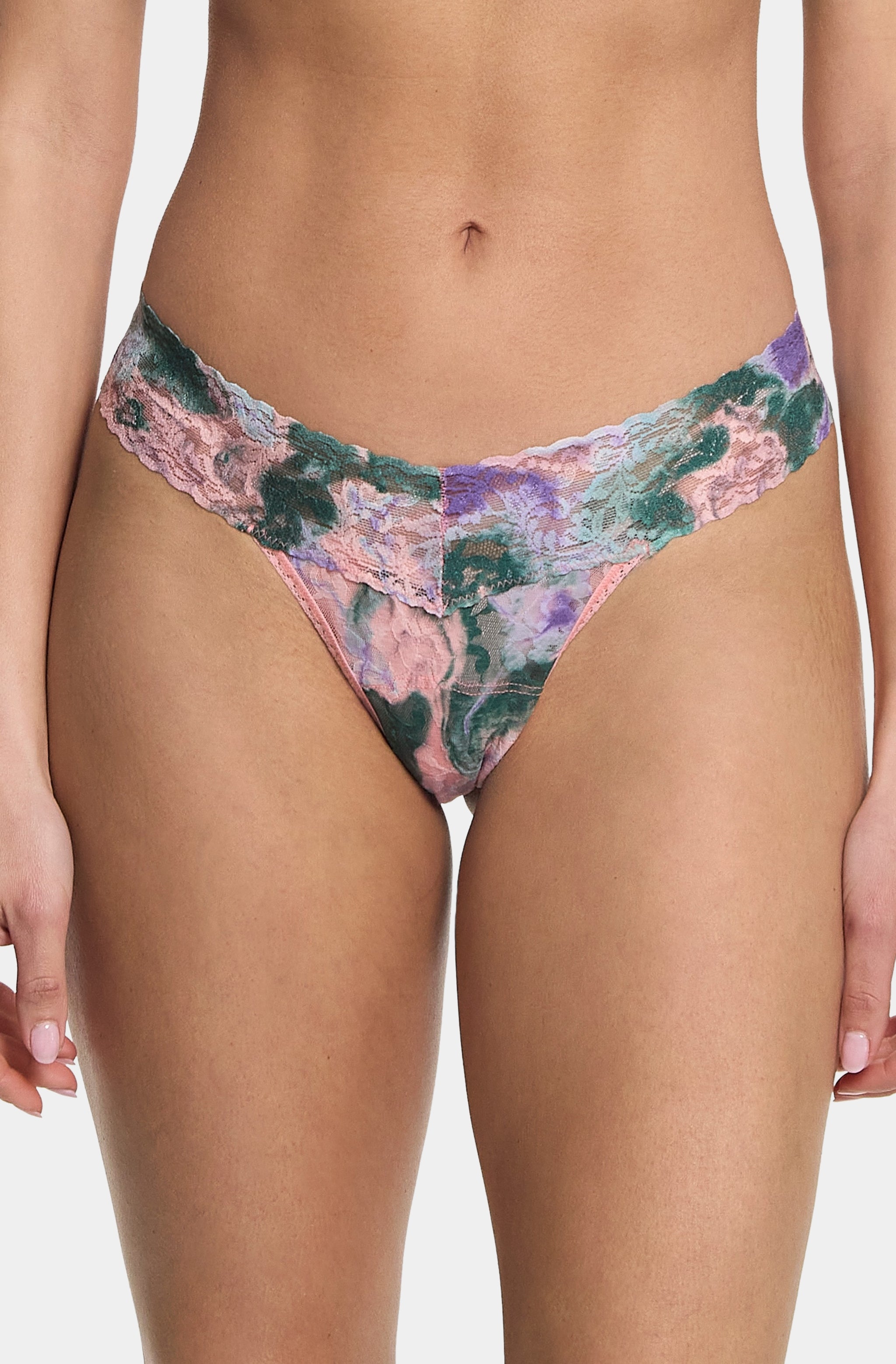 Printed Signature Lace Low Rise Thong