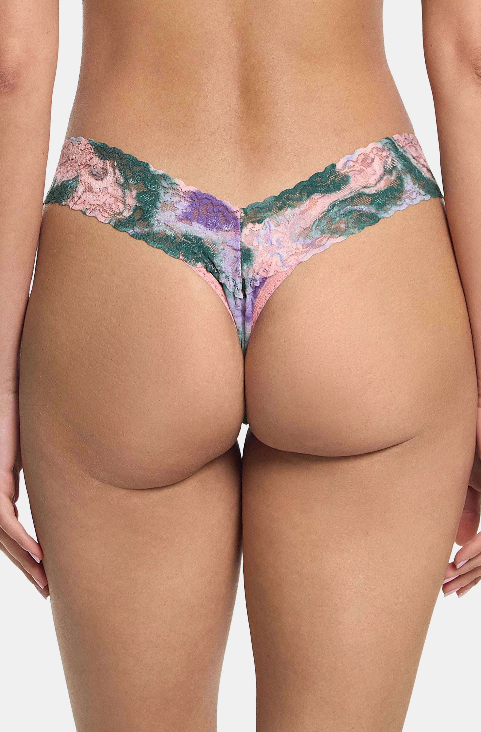 Printed Signature Lace Low Rise Thong