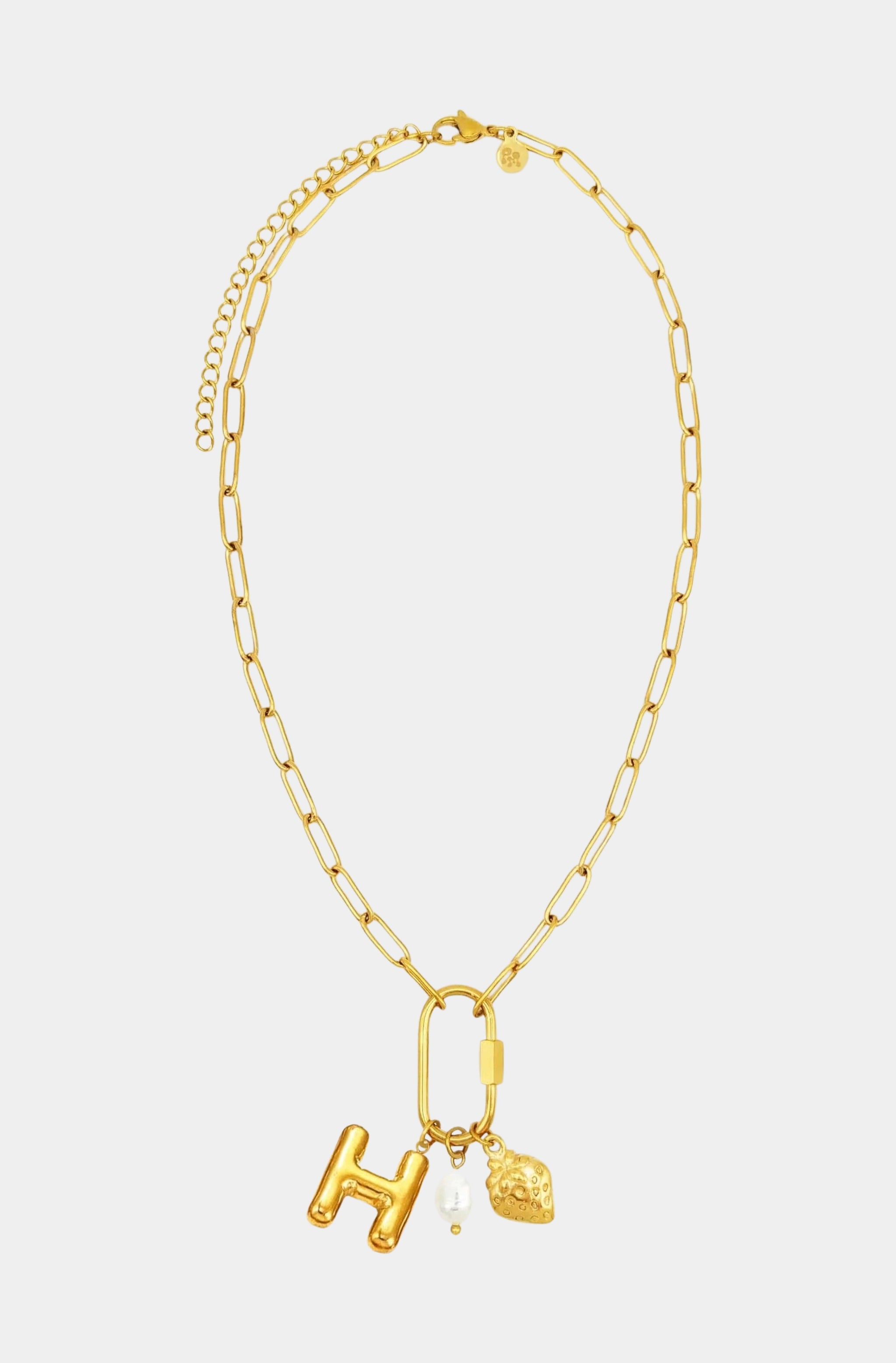 Carabiner Initial Charm Necklace