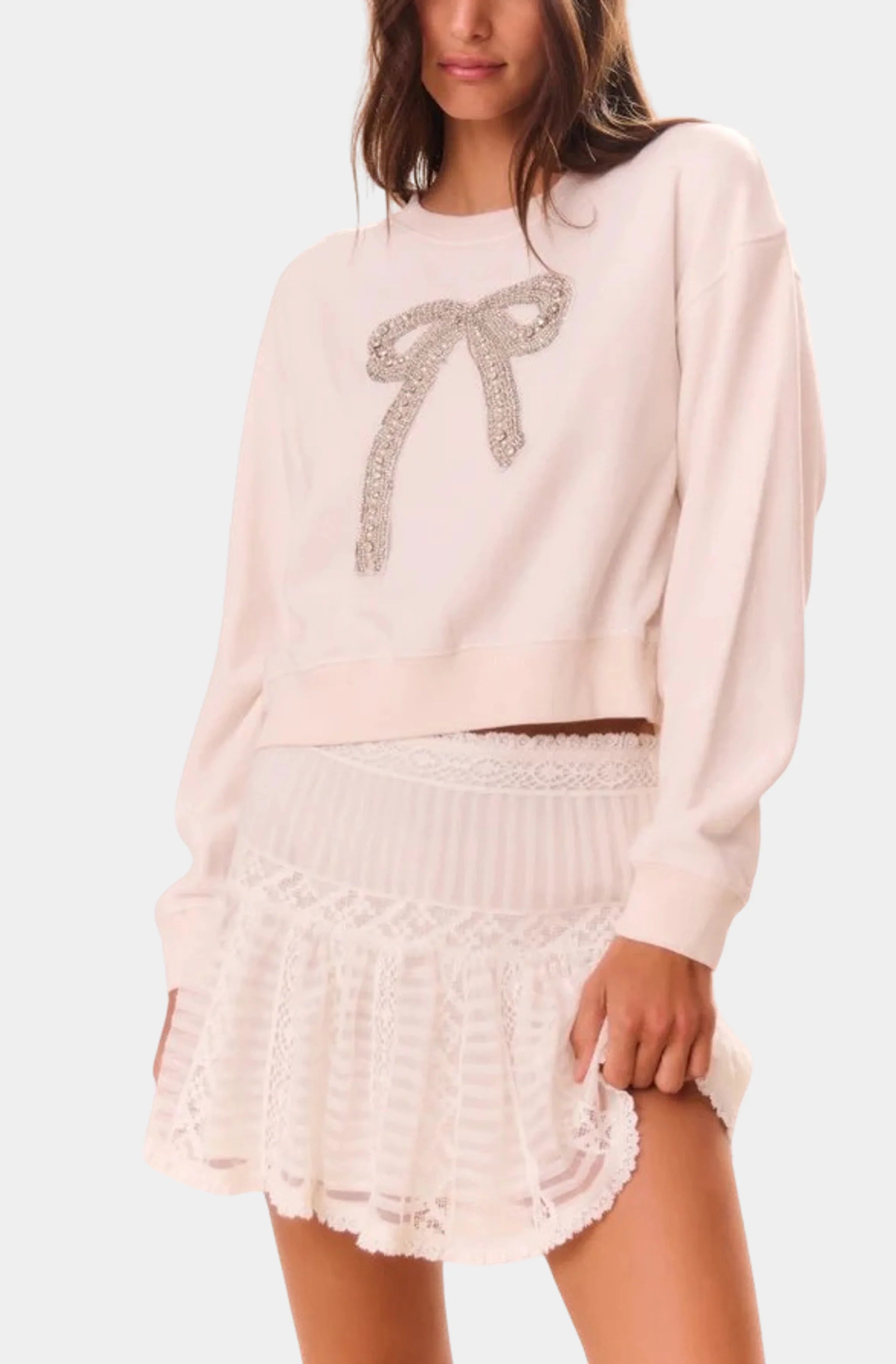 Rylan Pullover with sequined bow, front view