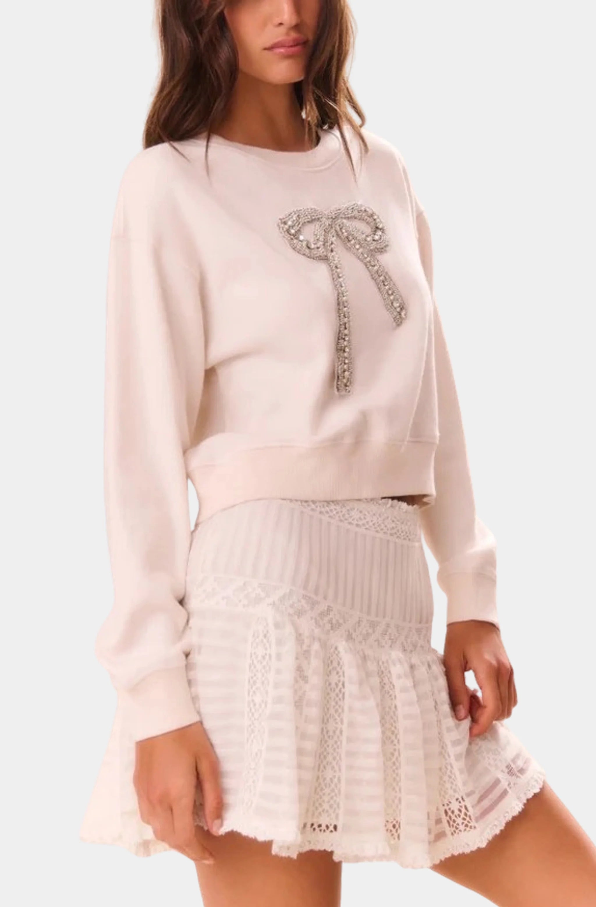 Rylan Pullover with sequined bow, side view