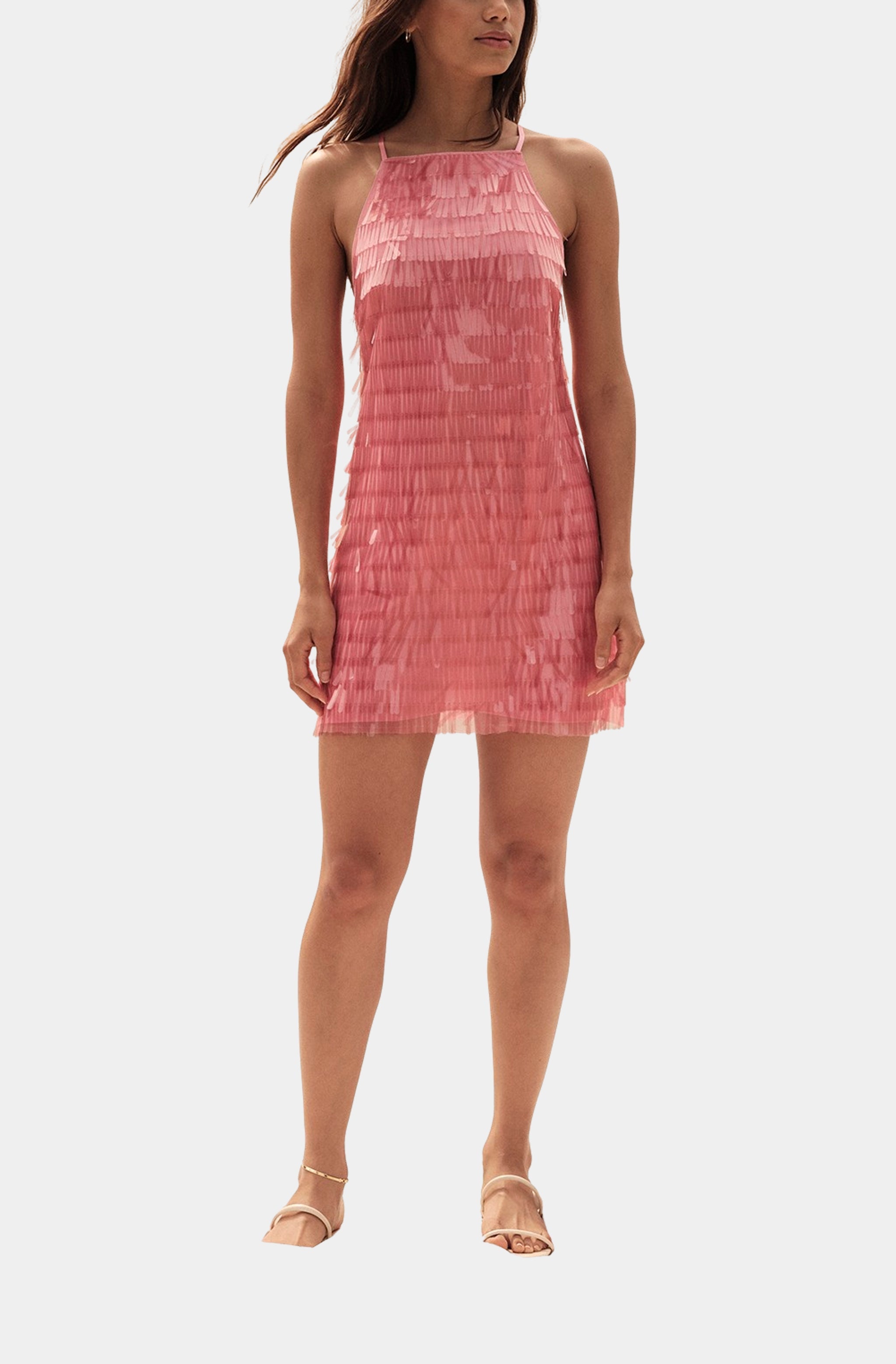hemline pink dress Johanna Gown In Hot Pink Sequin