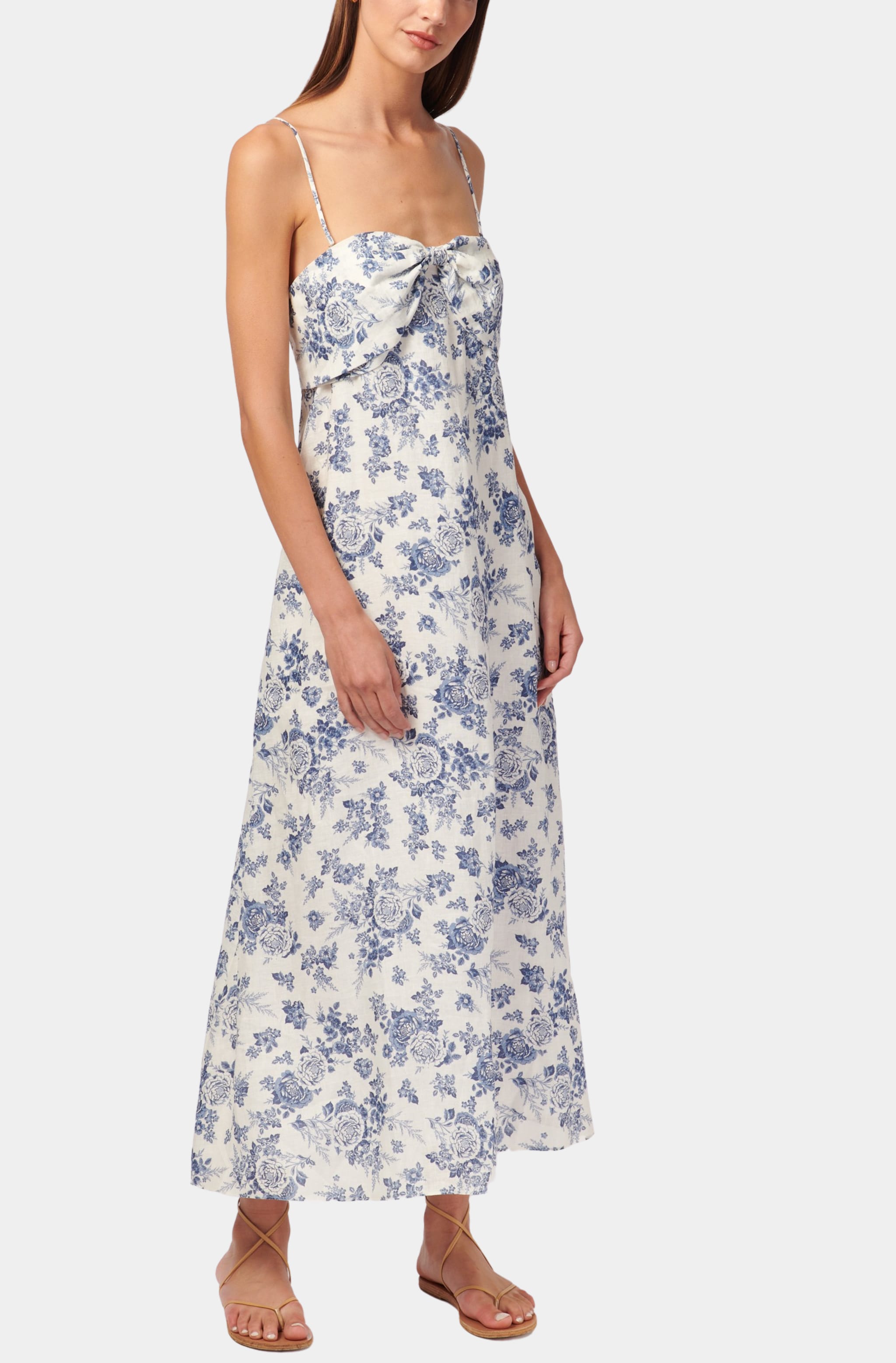 Tilney Maxi Dress with blue floral print, side view