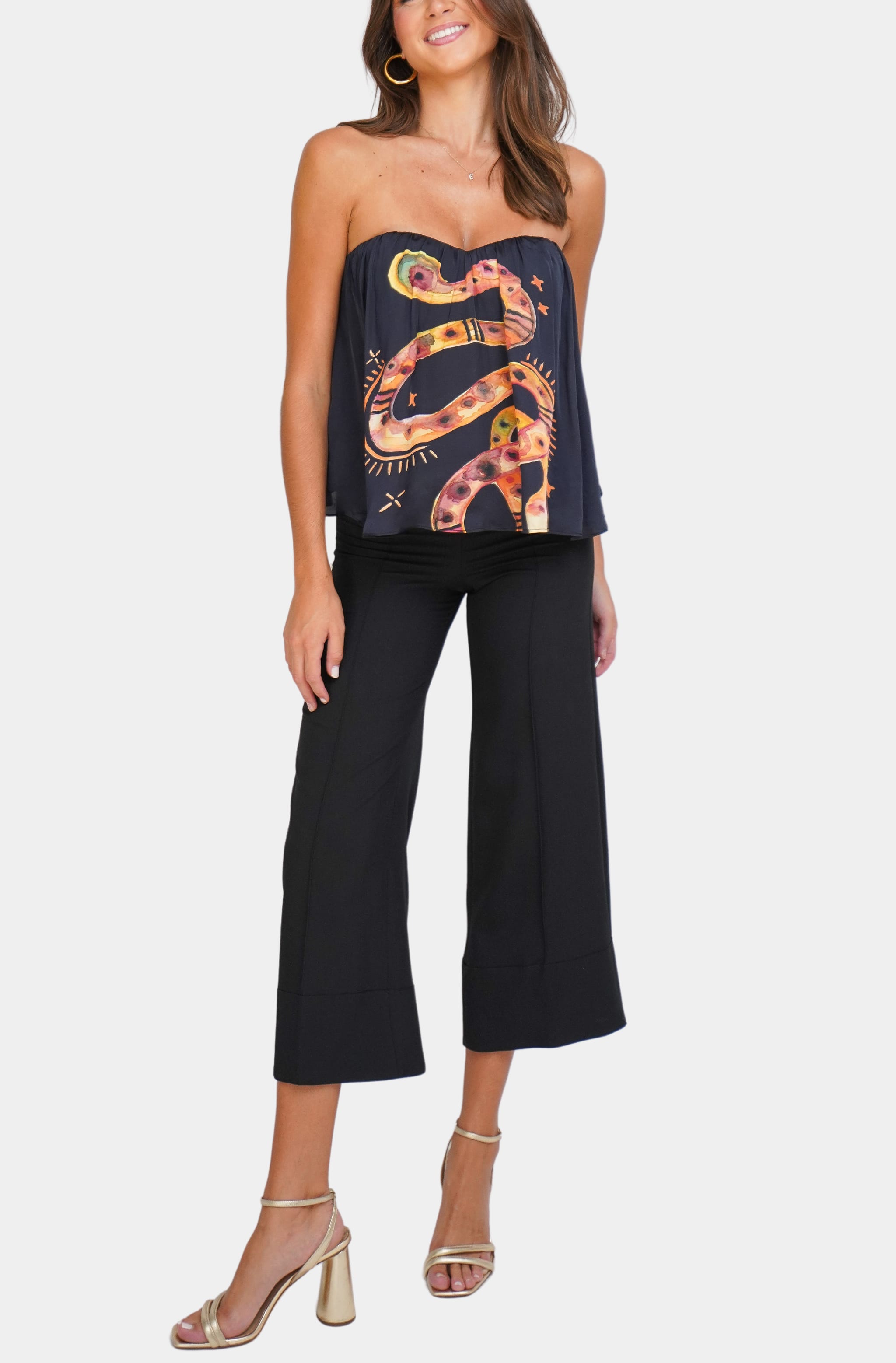 Hemline Exclusive Charmer Scarf Top with snake print