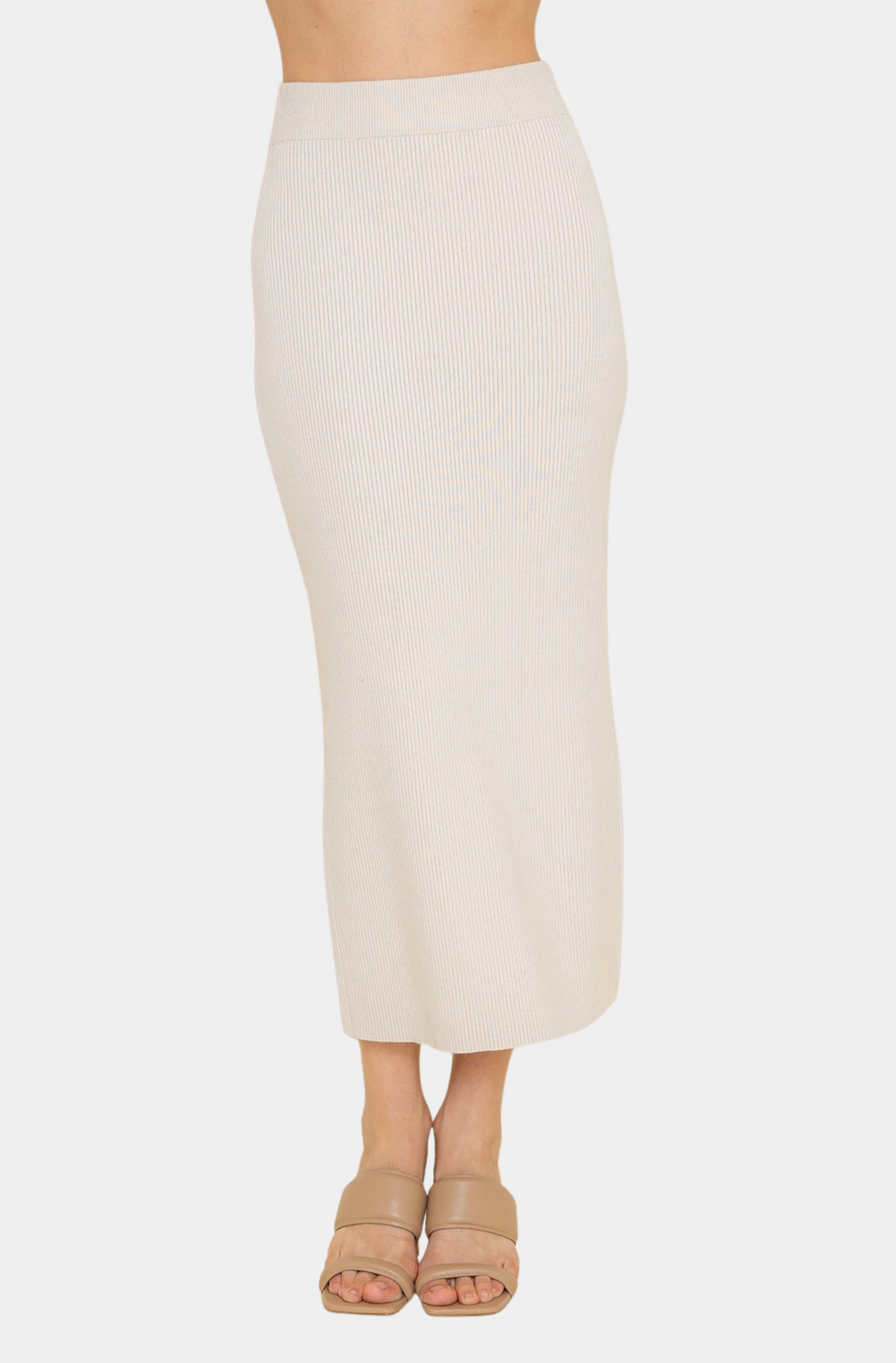 Alejandra Skirt in rib knit, fitted midi style