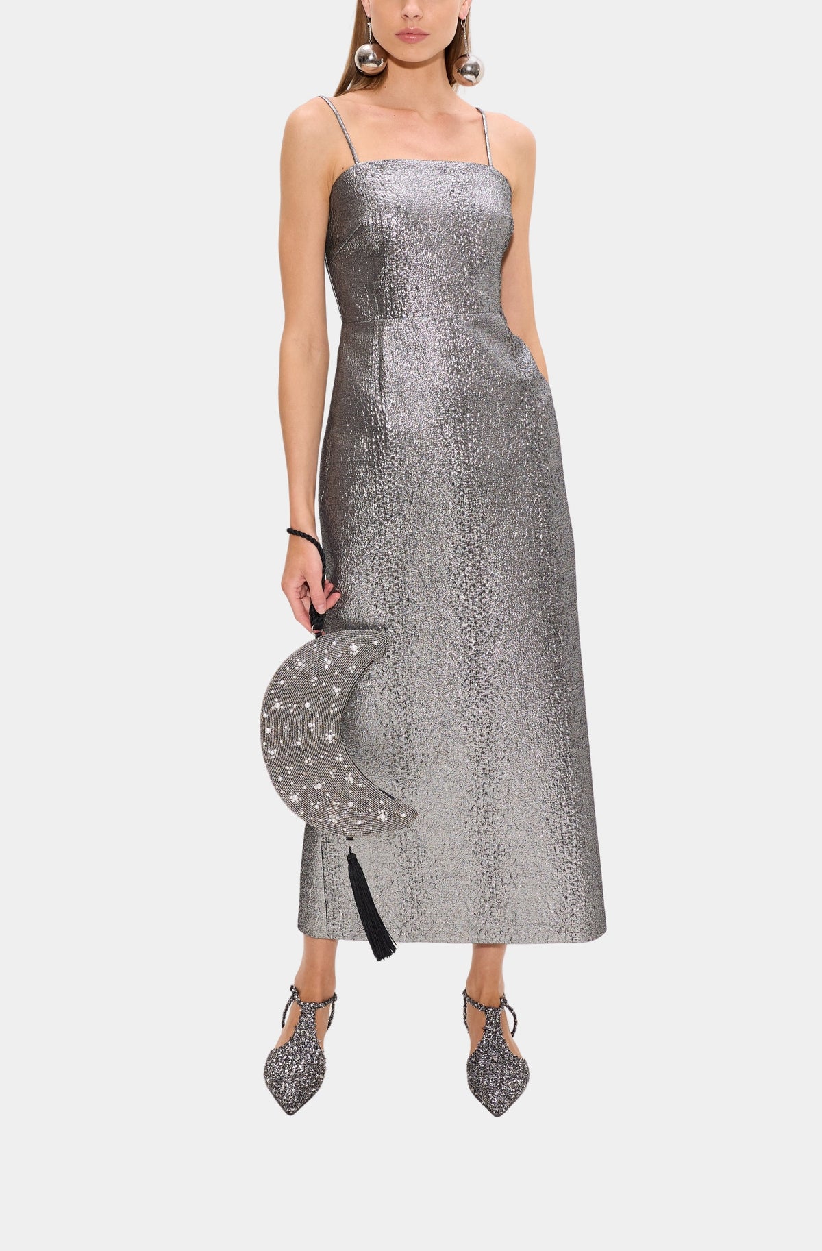 Verdelle Metallic Midi Dress