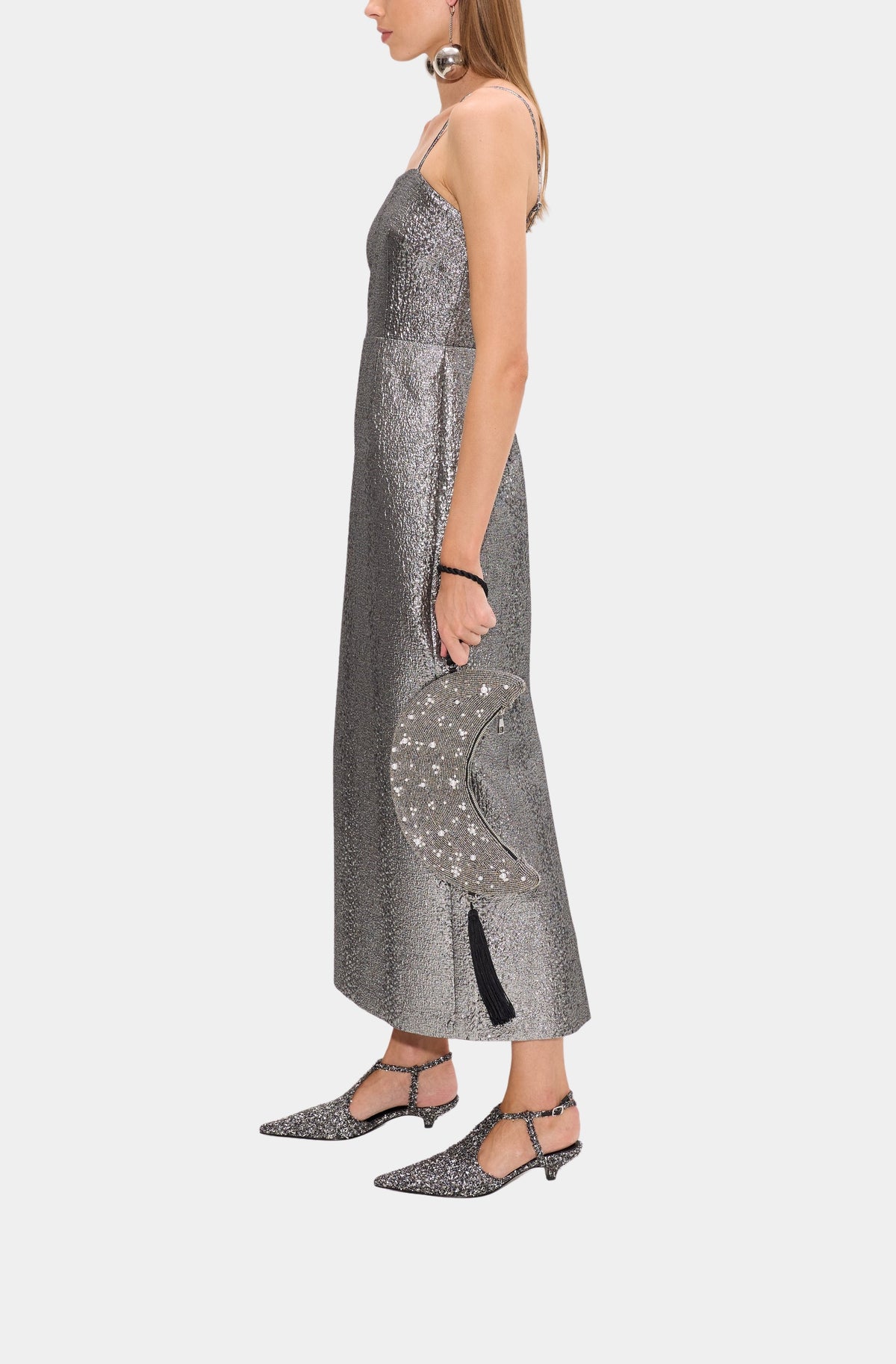 Verdelle Metallic Midi Dress