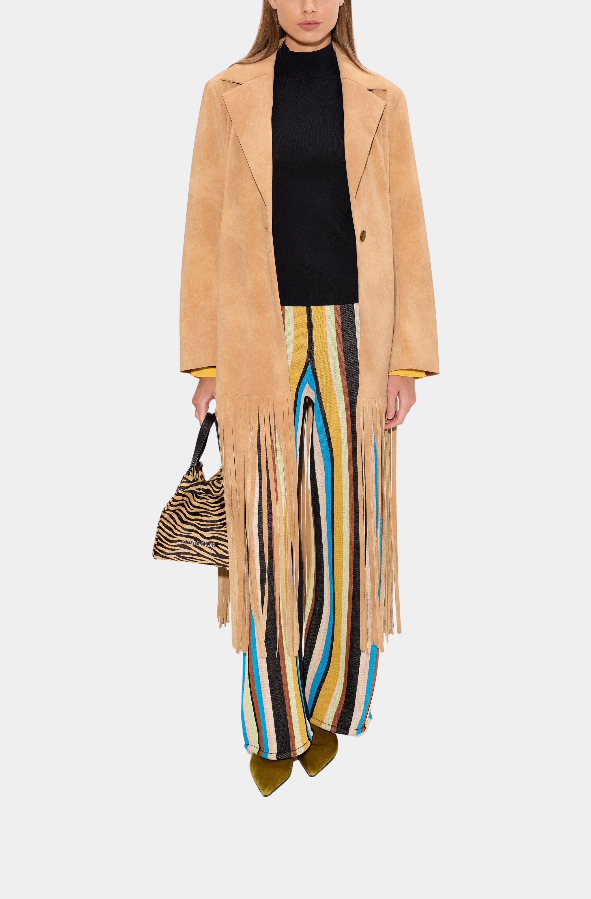 Vero Vegan Leather Fringe Coat