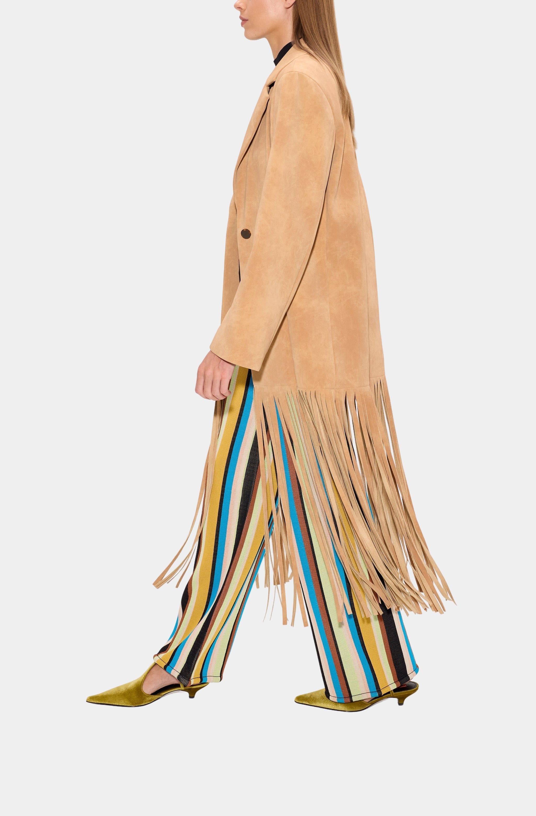 Vero Vegan Leather Fringe Coat