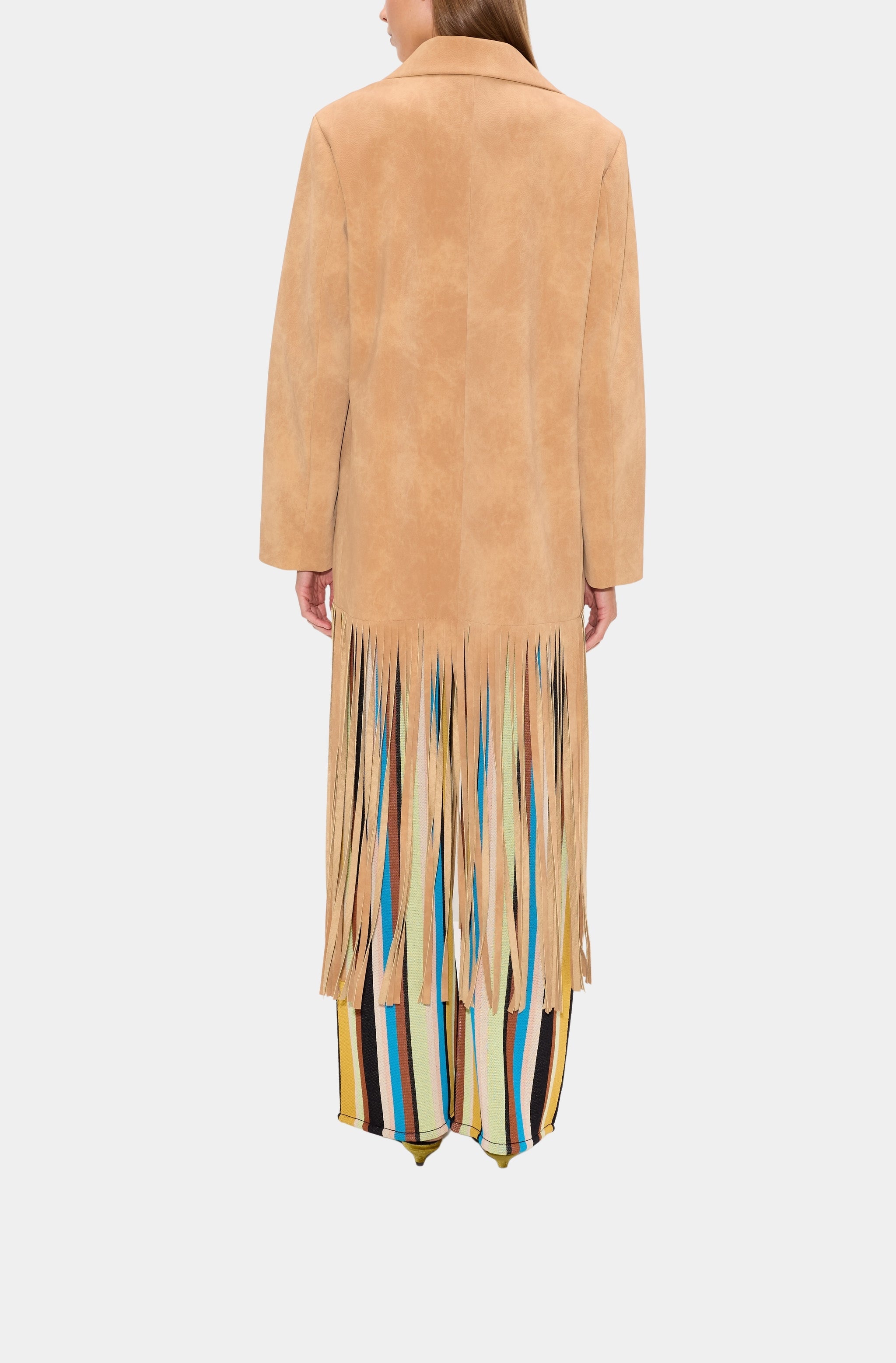 Vero Vegan Leather Fringe Coat