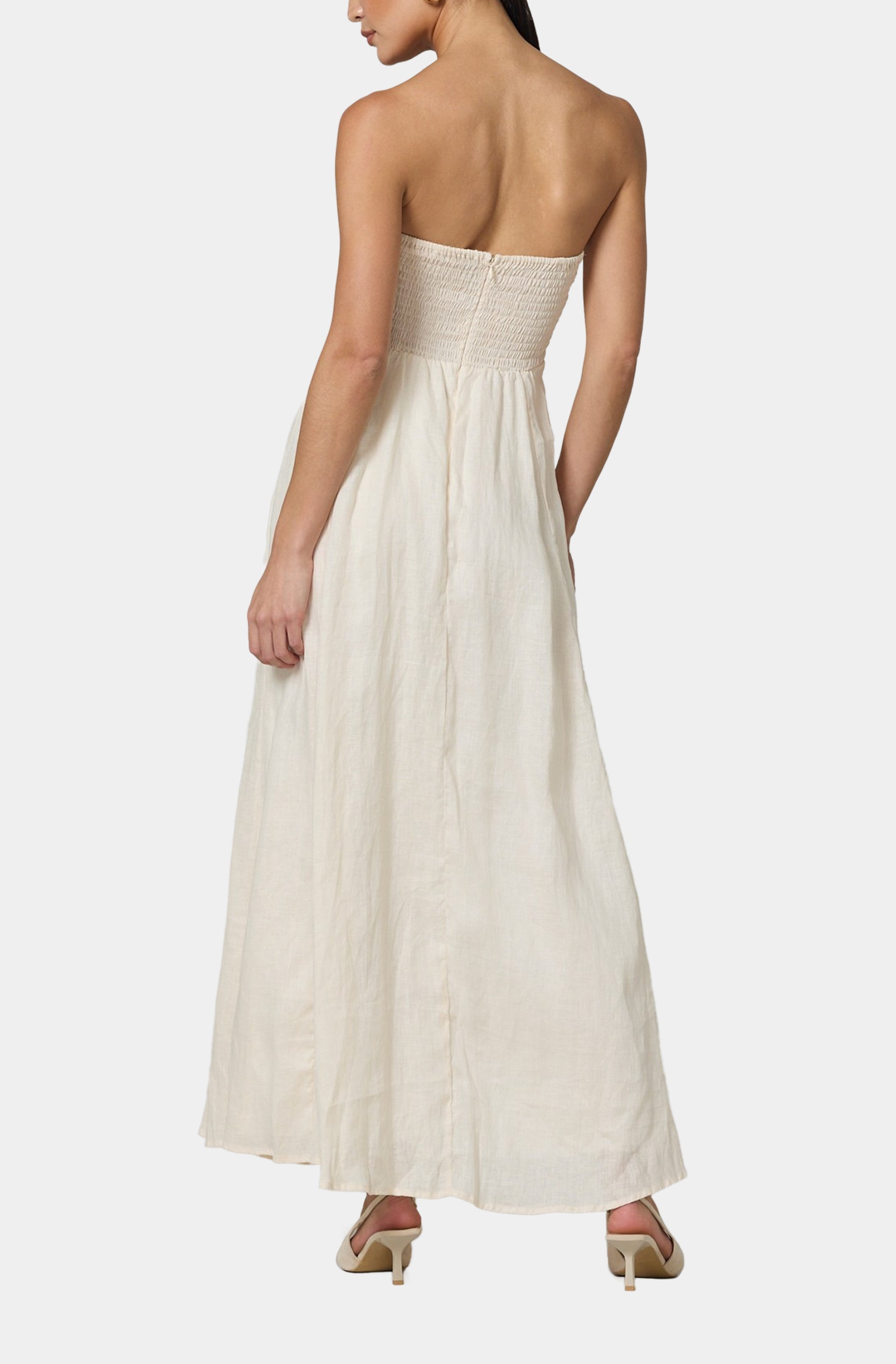 Talia Pintuck Linen Maxi Dress  HEMLINE French Quarter
