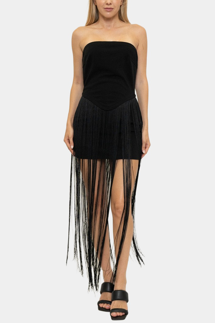 Thessaly Dress in Black – front view