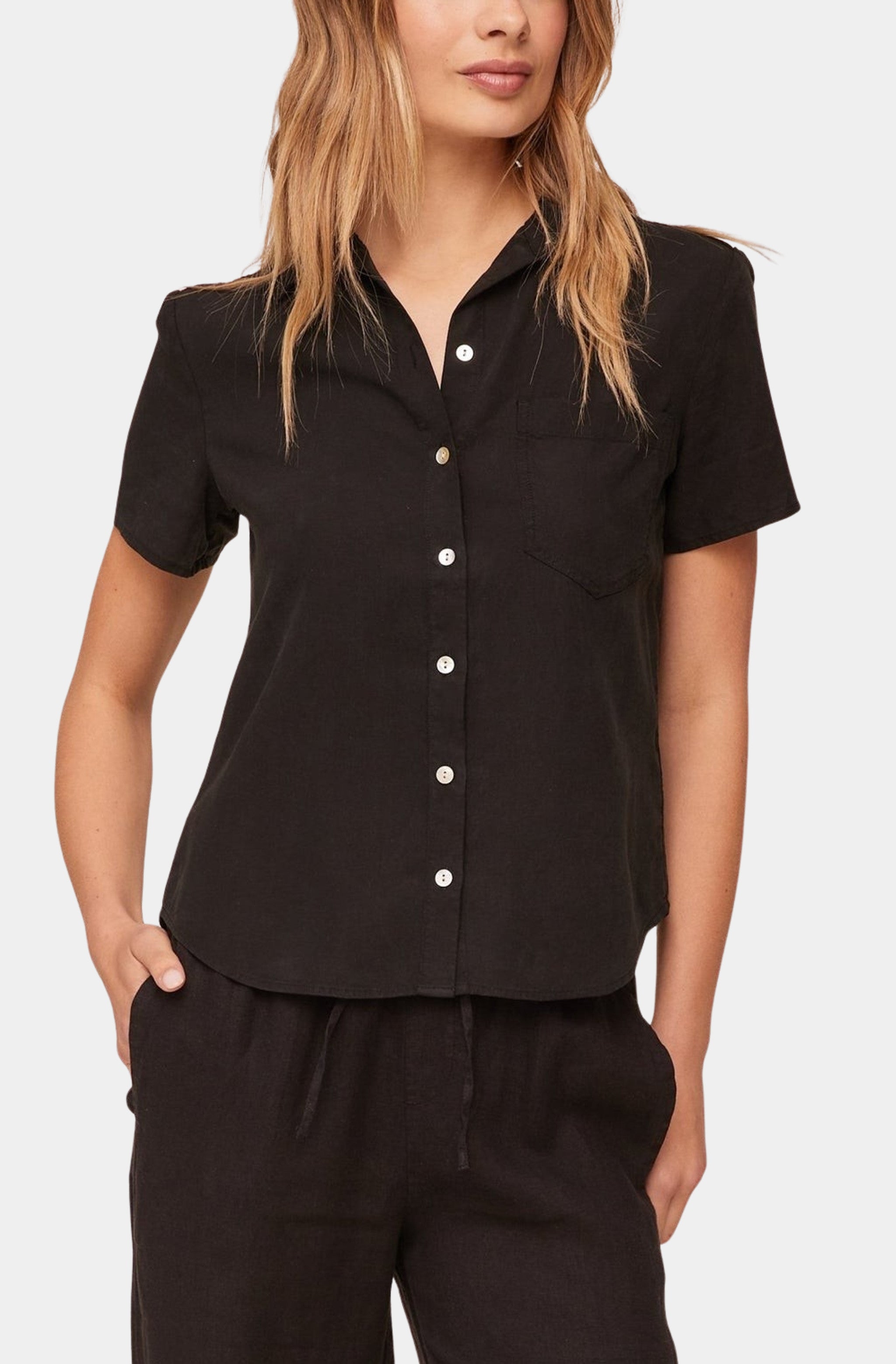 Cap Sleeve Trimmed Shirt