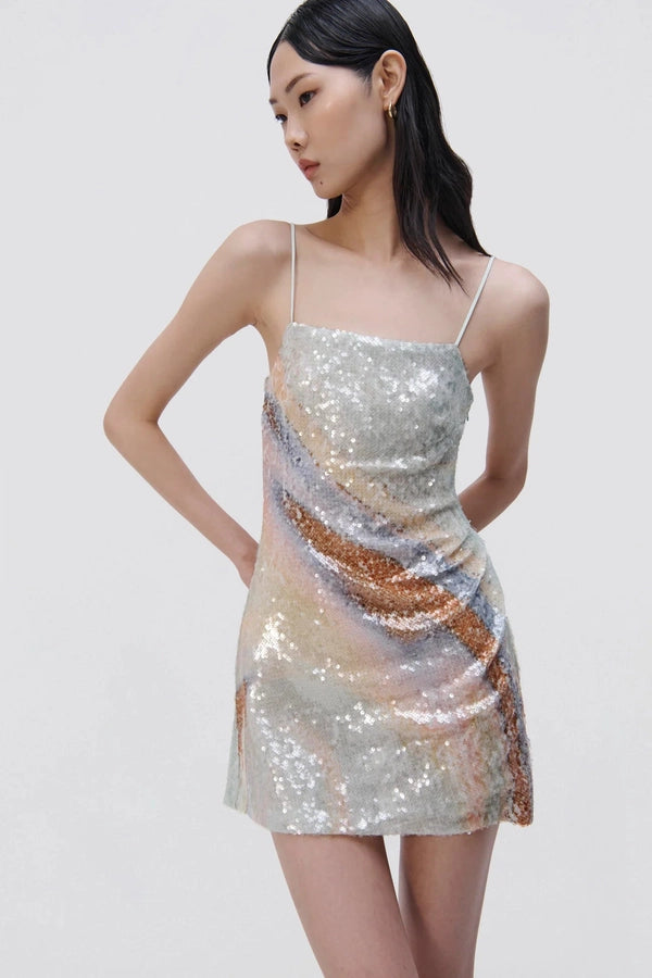 Franky Marble Printed Sequins Dress