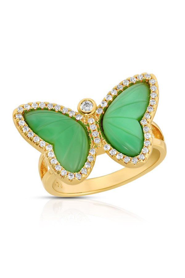 Allure Butterfly Ring- Chrysoprase