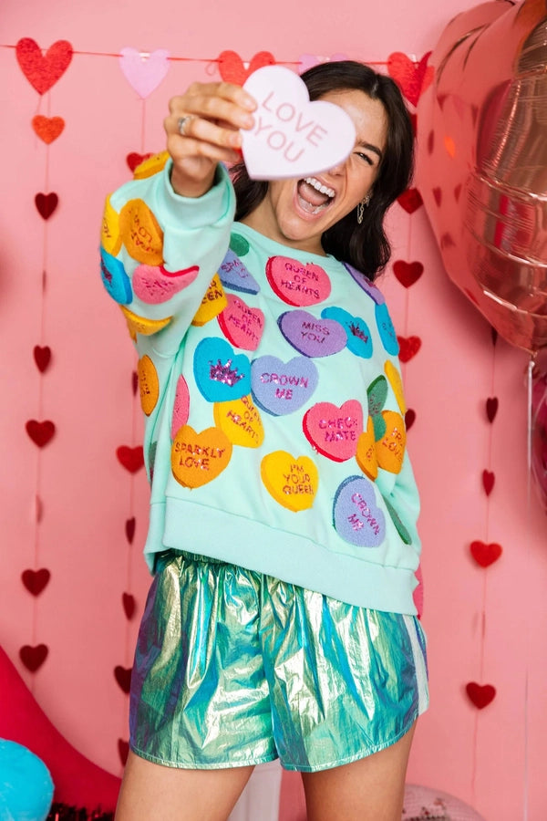 Fuzzy Candy Heart Queen Sweatshirt - HEMLINE French Quarter